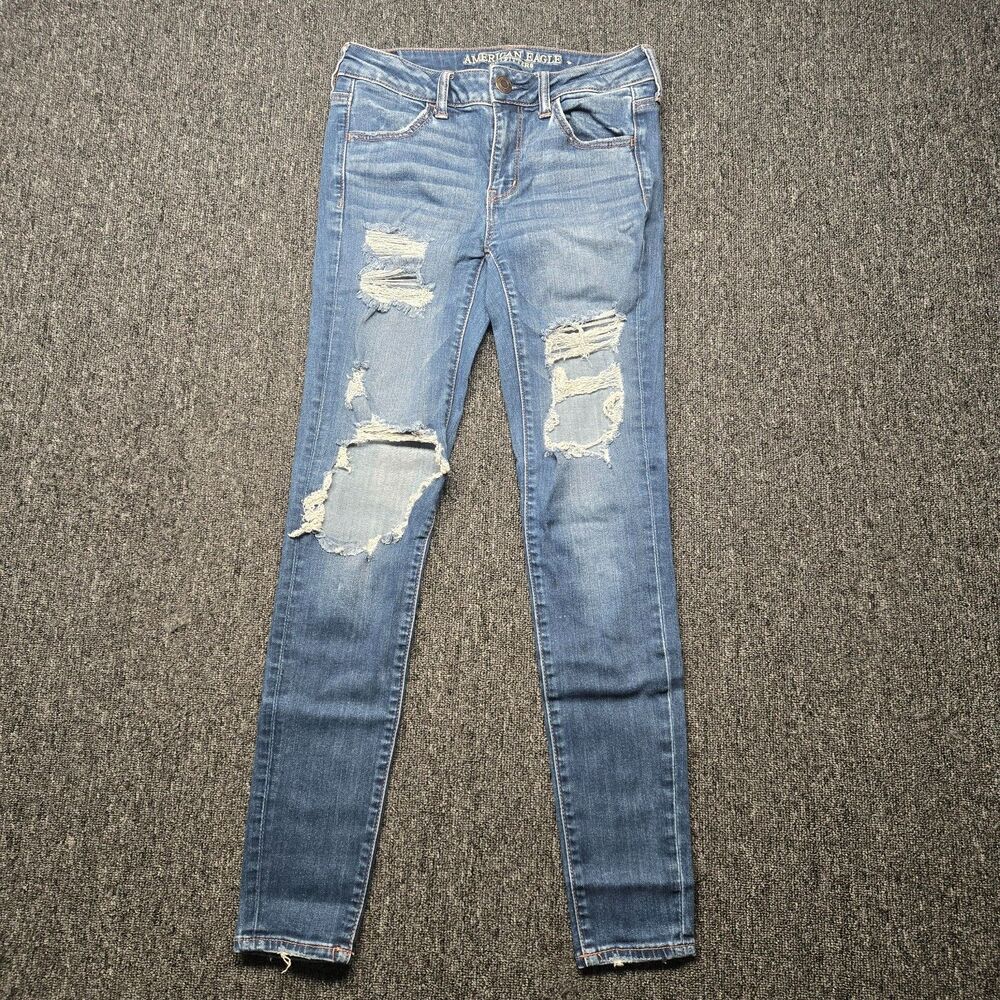 American Eagle Jegging Women’s 4R Super Stretch X Distressed Ripped Skinny 28x29
